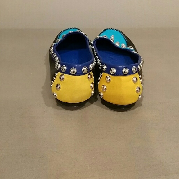 New PRADA Studded Colorblock Moccasins size 37.5 - Picture 3 of 5